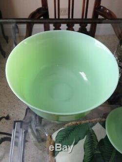 Vintage Green Jadite Jadeite Punch Bowl 7 1/4 T x 9 3/4 Excellent