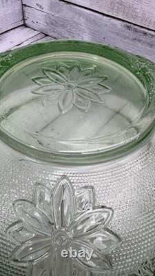 Vintage Green Tiara Chantilly Glass Punch Bowl & Cups Hooks EUC