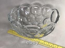 Vintage HEISEY GLASS Lg PUNCH BOWL Whirlpool 3 Rows Clear Bubbles 11.5 Diam