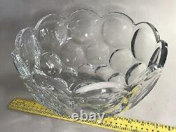 Vintage HEISEY GLASS Lg PUNCH BOWL Whirlpool 3 Rows Clear Bubbles 11.5 Diam