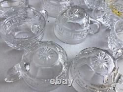 Vintage HEISEY GLASS PUNCH BOWL SET with Pedestal STAND & 12 CUPS Greek Key design