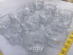 Vintage HEISEY GLASS PUNCH BOWL SET with Pedestal STAND & 12 CUPS Greek Key design