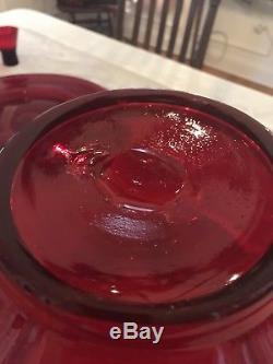 Vintage Handblown Red Punch Bowl Plate Cups Christmas Huge Blenko