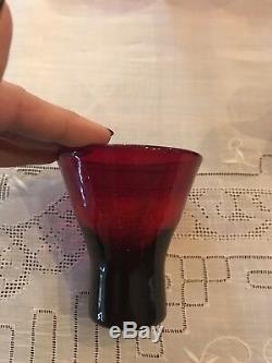 Vintage Handblown Red Punch Bowl Plate Cups Christmas Huge Blenko