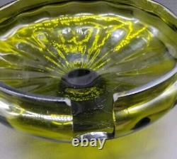 Vintage Handmade Empoli Glass Olive Green Optic Lidded Punch Bowl & Ladle