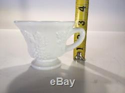 Vintage Harvest By Colony Milk Glass Punch Bowl With Ladle And Set Of 12 Cups