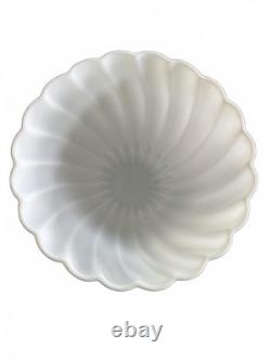 Vintage Hazel Atlas Alpine White Swirl Milk Glass Punch Bowl Set Hanging Cups