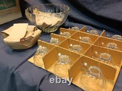 Vintage Hazel Atlas Crystal COLONIAL SWIRL Punch Bowl Set- MINT