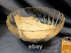Vintage Hazel Atlas Crystal COLONIAL SWIRL Punch Bowl Set- MINT