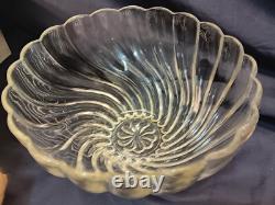 Vintage Hazel Atlas Crystal COLONIAL SWIRL Punch Bowl Set- MINT