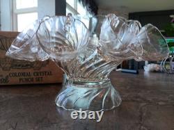 Vintage Hazel Atlas Crystal COLONIAL SWIRL Punch Bowl Set- MINT