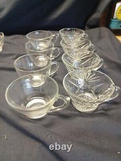 Vintage Hazel Atlas Crystal COLONIAL SWIRL Punch Bowl Set- Original Box & Insert