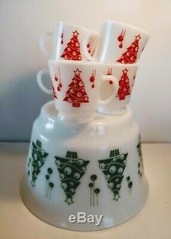 Vintage Hazel Atlas Milk Glass Christmas Punch Bowl Egg Nog Bowl 5 Cups Minty
