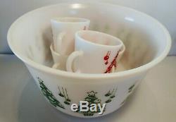 Vintage Hazel Atlas Milk Glass Christmas Punch Bowl Egg Nog Bowl 5 Cups Minty