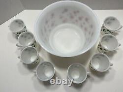 Vintage Hazel Atlas Polka Dot Christmas Eggnog/Punch Bowl Set with 8 Cups