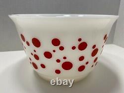 Vintage Hazel Atlas Polka Dot Christmas Eggnog/Punch Bowl Set with 8 Cups