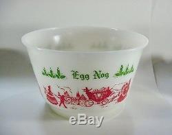 Vintage Hazel Atlas Punch Bowl with 20 Mugs Egg Nog Christmas Pattern - NICE