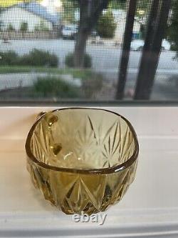 Vintage Hazel Atlas Williamsport Amber Glass Punch Bowl/12 Glass Cups STUNNING