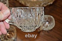 Vintage Hazel Atlas Williamsport Square Punch Bowl, 10 matching cups