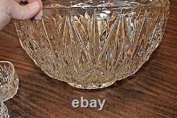 Vintage Hazel Atlas Williamsport Square Punch Bowl, 10 matching cups