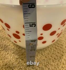 Vintage Hazel Atlas red & green polka dot punch bowl set 6 cups Rare