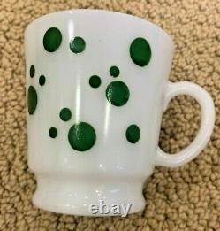 Vintage Hazel Atlas red & green polka dot punch bowl set 6 cups Rare