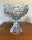 Vintage Heavy Crystal Punch Bowl with Pedestal Star of David Pattern