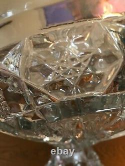 Vintage Heavy Crystal Punch Bowl with Pedestal Star of David Pattern