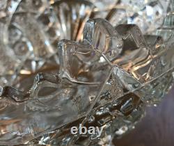 Vintage Heavy Crystal Punch Bowl with Pedestal Star of David Pattern