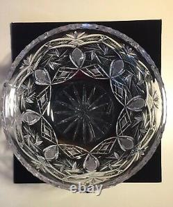 Vintage Heavy Cut Crystal Bohemian Pinwheel Lattice Punch Bowl 11