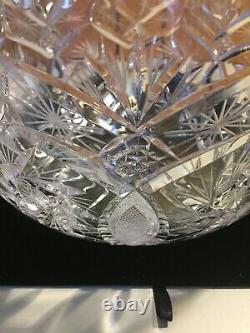 Vintage Heavy Cut Crystal Bohemian Pinwheel Lattice Punch Bowl 11