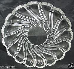 Vintage Heavy Glass Large Swirl Punch/salad Bowl & Tray Set Scalloped Edges