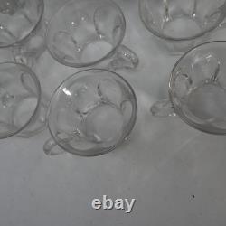 Vintage Heisey Clear Glass Punch Bowl Set 11 Cups Scalloped Bowl USA