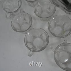 Vintage Heisey Clear Glass Punch Bowl Set 11 Cups Scalloped Bowl USA