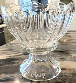 Vintage Heisey Colonial Crystal Clear Glass Punch Bowl on Stand 1950's & Ladle