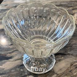 Vintage Heisey Colonial Crystal Clear Glass Punch Bowl on Stand 1950's & Ladle