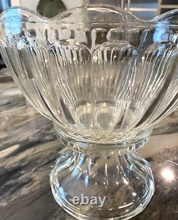 Vintage Heisey Colonial Crystal Clear Glass Punch Bowl on Stand 1950's & Ladle