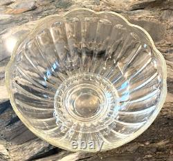 Vintage Heisey Colonial Crystal Clear Glass Punch Bowl on Stand 1950's & Ladle