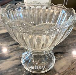 Vintage Heisey Colonial Crystal Clear Glass Punch Bowl on Stand 1950's & Ladle