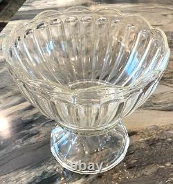 Vintage Heisey Colonial Crystal Clear Glass Punch Bowl on Stand 1950's & Ladle