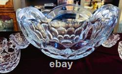 Vintage Heisey Diamond H Imperial Mark Punch Bowl with 10 Cups and Glass Ladle