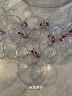 Vintage Heisey Glass Lariat Punch Bowl, Ladle, 16 Cups 14 Hooks. EUC