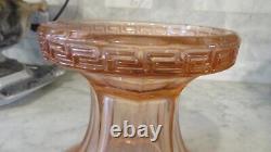 Vintage Heisey Greek Key Pink Punch Bowl Pedestal Stand