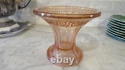 Vintage Heisey Greek Key Pink Punch Bowl Pedestal Stand