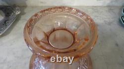 Vintage Heisey Greek Key Pink Punch Bowl Pedestal Stand