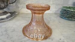 Vintage Heisey Greek Key Pink Punch Bowl Pedestal Stand