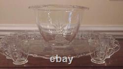 Vintage Heisey Plantation Pressed Pineape Punch Bowl, Under-plate And 15 Cups
