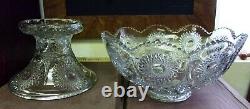 Vintage Heisey Punch Bowl And Pedestal Signed Perfect No Cups