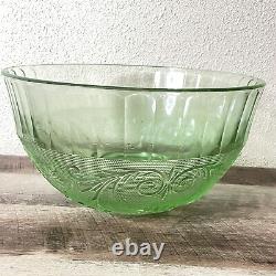 Vintage INDIANA TIARA GLASS Chantilly Green Sandwich Punch Bowl +12 Cups + Ladle