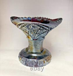 Vintage Imperial Amethyst Smoke Carnival Glass Punch Bowl Base Bellaire Pattern